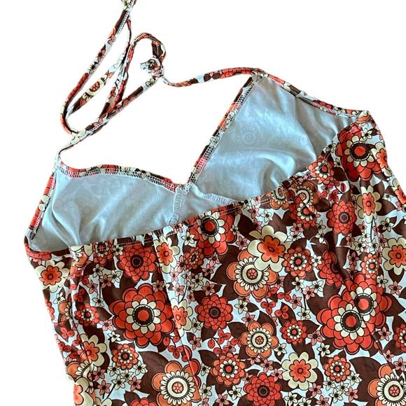 Short Dress Sleeveless Self Tie Backless Open Back Floral Large - Picture 4 of 6